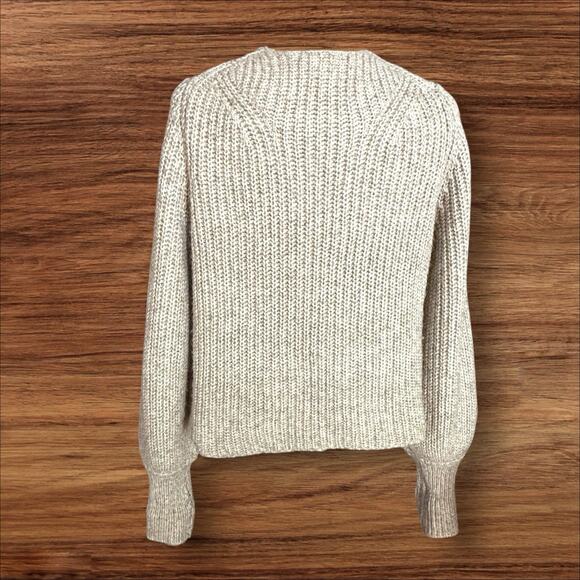 Wit & Wisdom Ribbed Cardigan Cardigan Sweater Sz M Marled Cropped w Pockets $98 - Picture 5 of 9